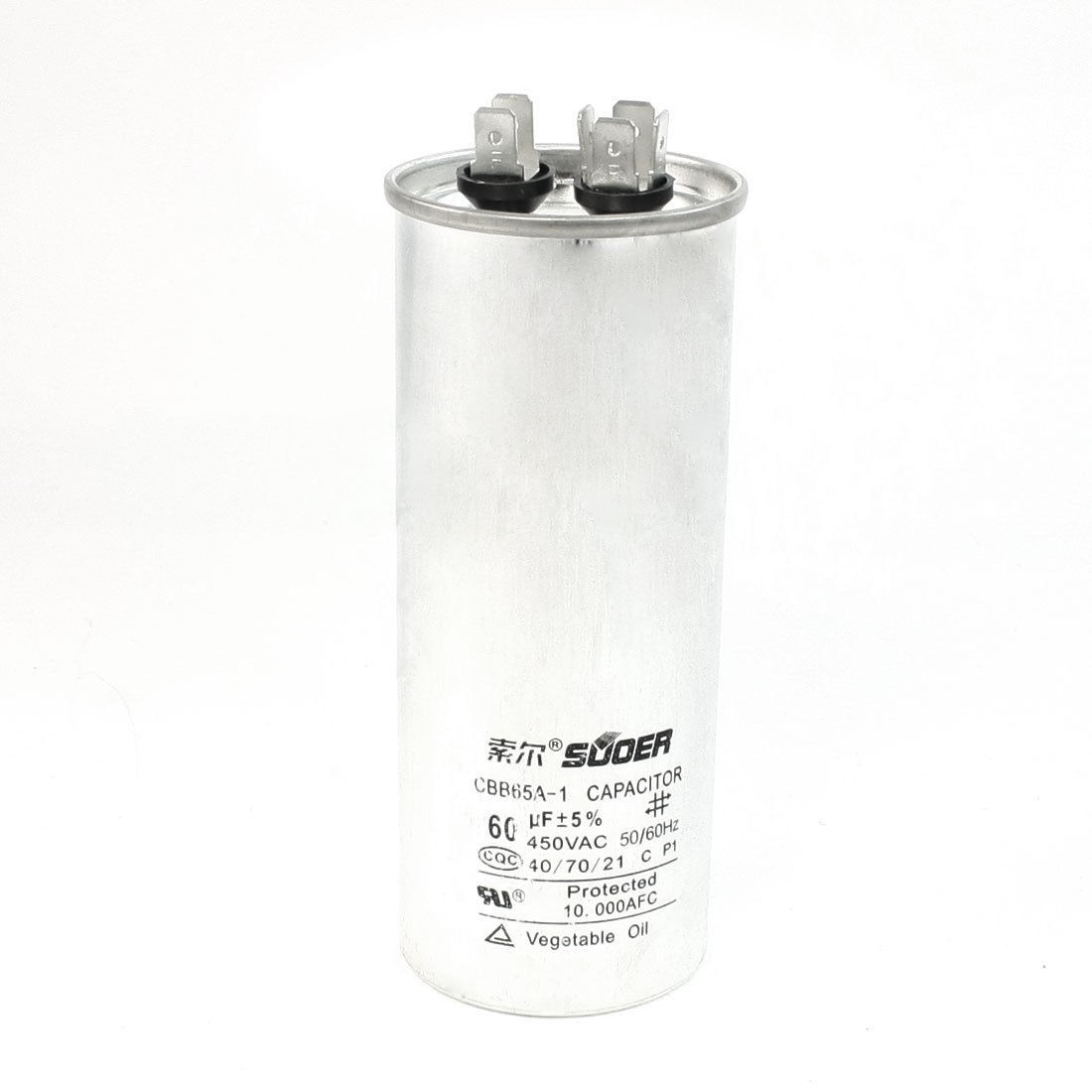 AC 450V Cylinderical Polypropylene Film 6P Air Conditioner Motor Capacitor 60uF