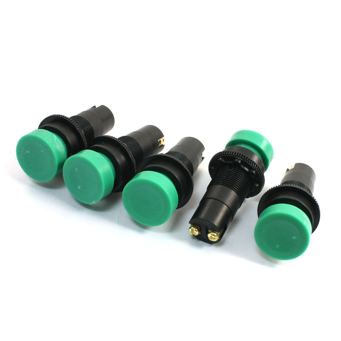 5Pcs 24V-110V 6A Green Protected Flat Head Pushbutton Switch for Machine Tool