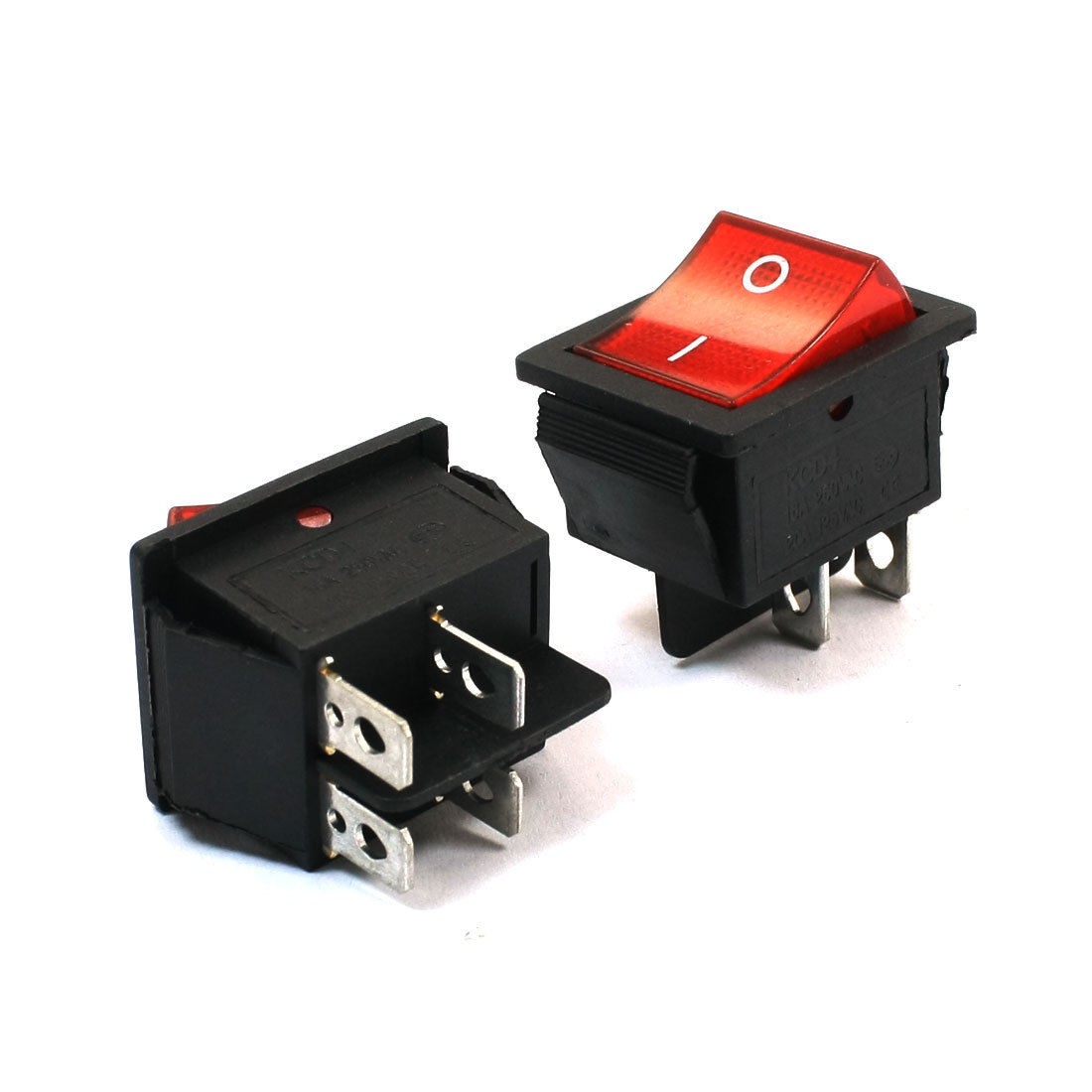 2pcs DPST 2 Position Red Button Boat Rocker Switch AC 125V/20A 250V/16A