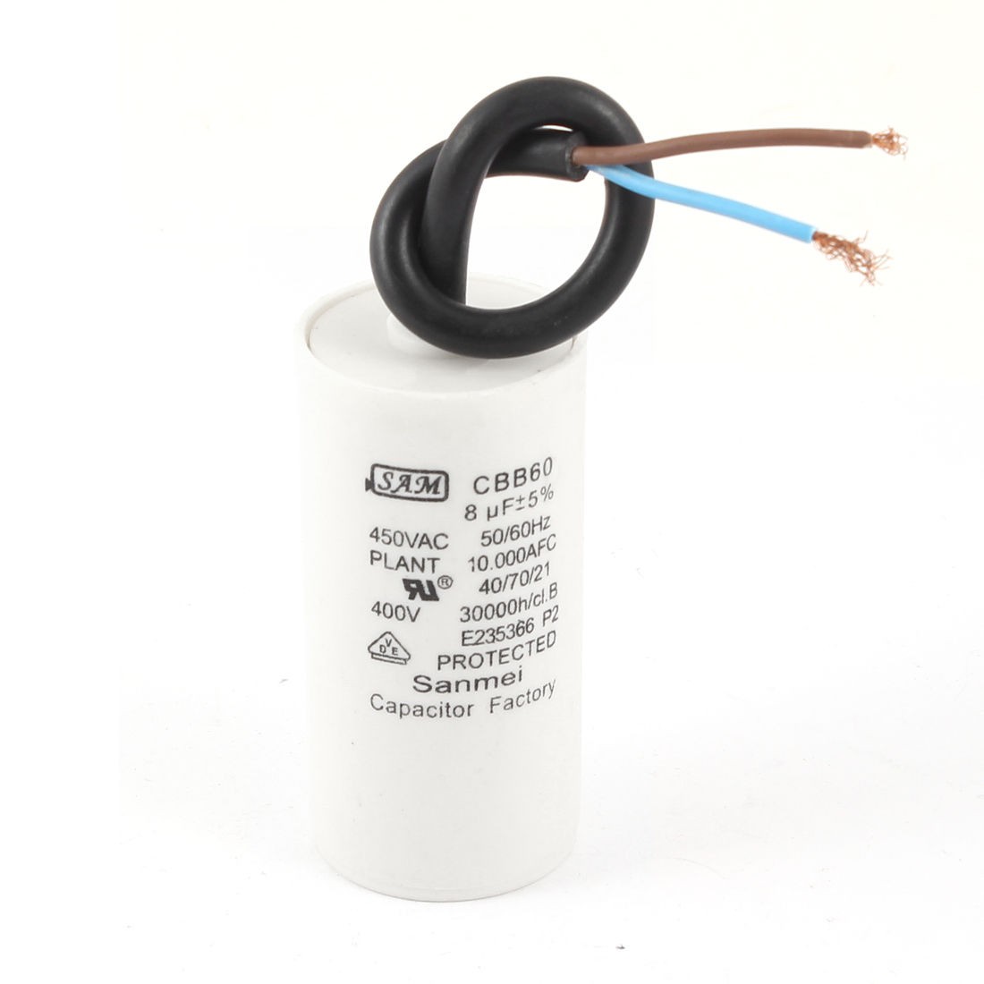 2 Wires 8uF 50/60Hz 450VAC CBB60 Motor Run Capacitor