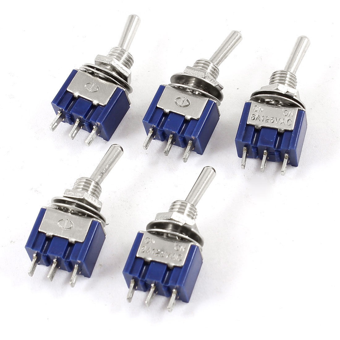 5pcs AC 125V 6A 3 Pins Terminals On/Off Dual Position SPDT Toggle Switch