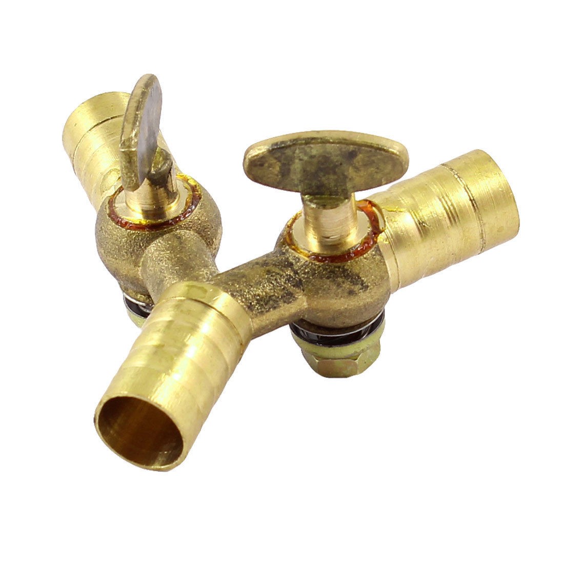 8.6mm Inner Dia Three Way Double Outlet Y Shape Brass Gas Control Valve