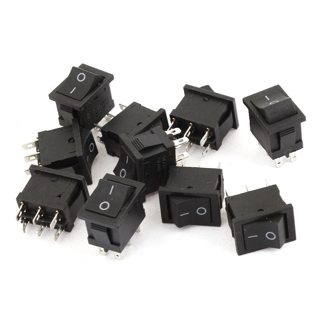 10 Pcs DPDT 6 Pin On/Off 2 Position Boat Rocker Switch 6A/250V 10A/125V AC