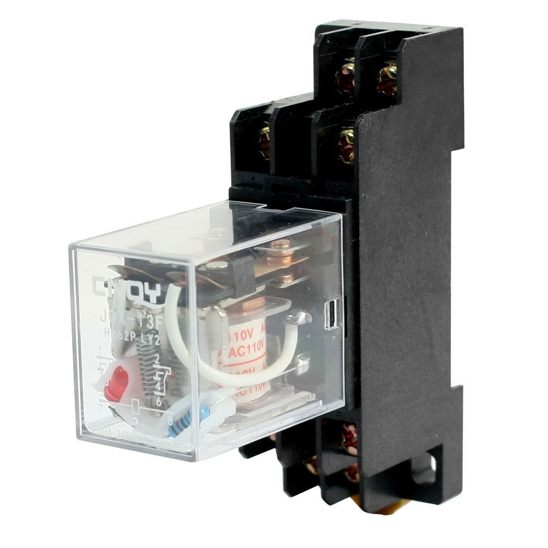 110VAC 10A Coil 8 Pin DPDT Red Light General Purpose Power Relay w Socket Base