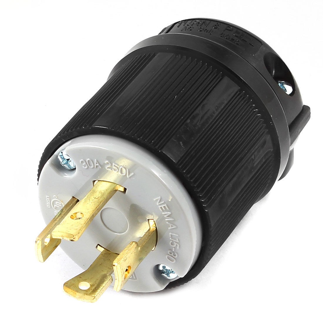 Black Plastic Shell 4 Pins Locking Plug Connector AC 250V 30A NEMA L15-30