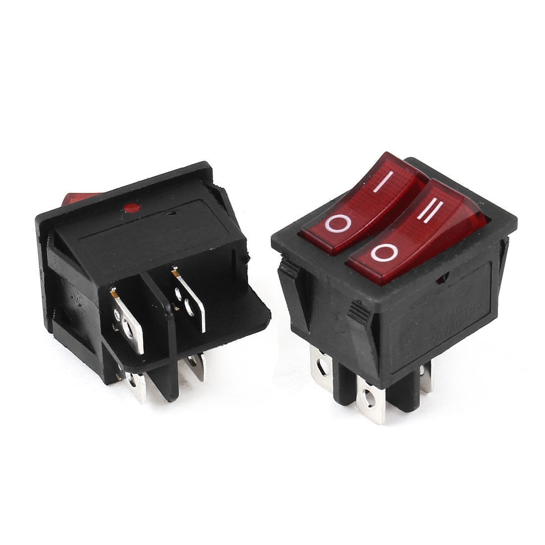 AC 15A 250V 20A 125V 4 Pin Double SPST ON/OFF Panel Mount Rocker Switch Pair