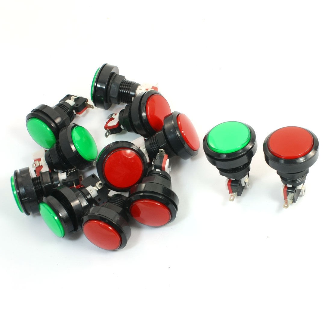 SPST Red Green Indicator Momentary Game Machine Arcade Button Micro Switch 12Pcs