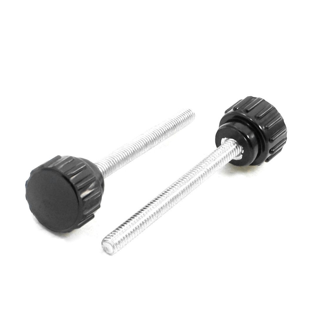 2 in One Black 4mm Thread Diameter 50mm Length Knurled Grip Knobs