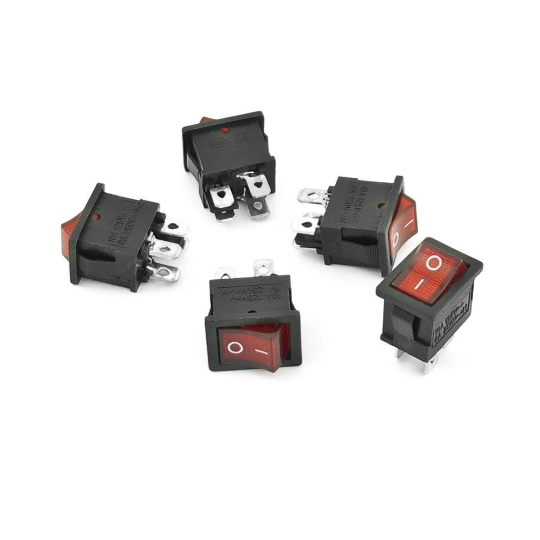 5 Pcs 4 Pins DPST On/Off Rocker Switch AC 250V/8A 125V/10A