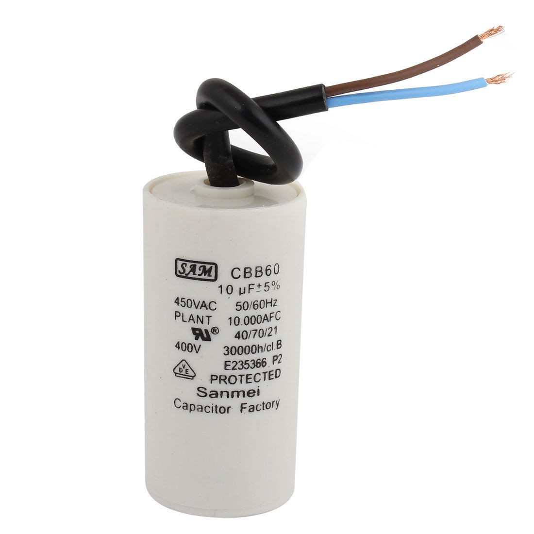 CBB60 AC 450V 10uF 5% Tolerance 2-Wired Motor Running Capacitor