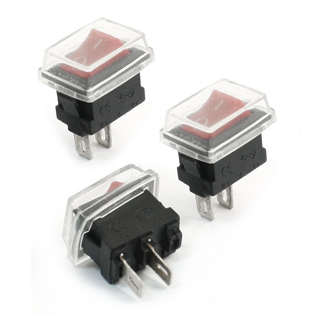 3 Pcs 3A 250VAC 6A 125VAC 2 Pin SPST Rocker Switches w Waterproof Cover