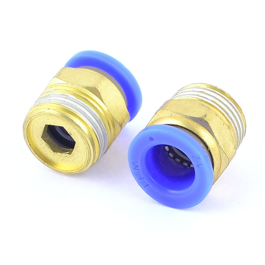 12mm x 1/2" PT Thread Pneumatic Straight Quick Joint Connector Coupler 2pcs