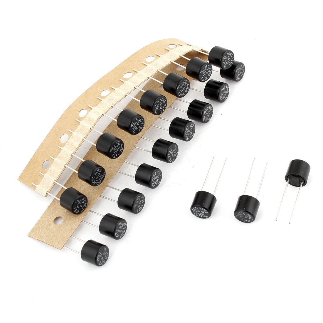 20Pcs 250V 2.5A Radial Leads Columniform Miniature Micro Fuses 8x8mm