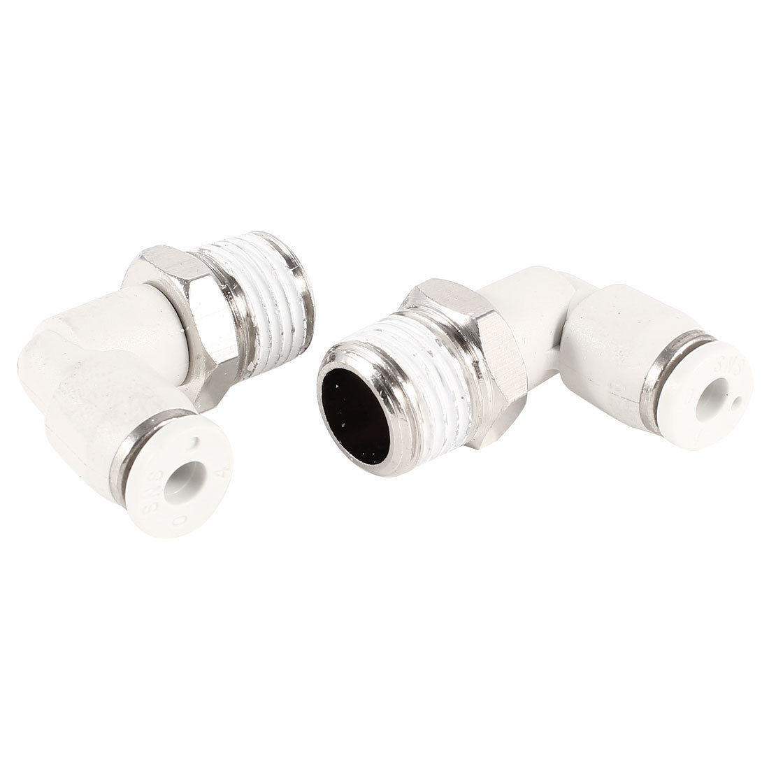 Elbow Design 4mm Hole 3/8" PT Thread Pneumatic Quick Joint Connector 2 Pcs
