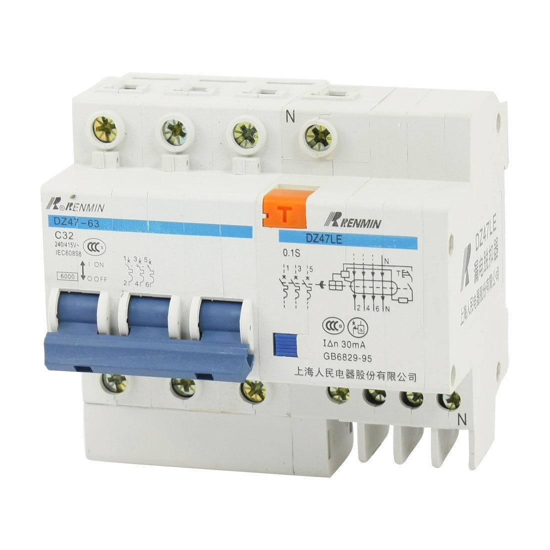 35mm DIN Rail 6000A Short Circuit Protector Breaker 3P 240V/415V 32A