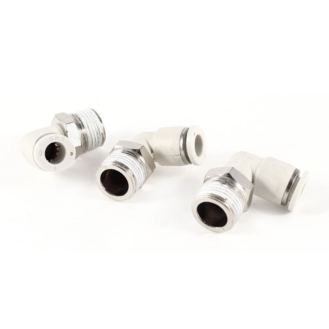 L Shaped 8mm Hole 3 8" PT Thread Quick Fittings Joint Connector 3 Pcs