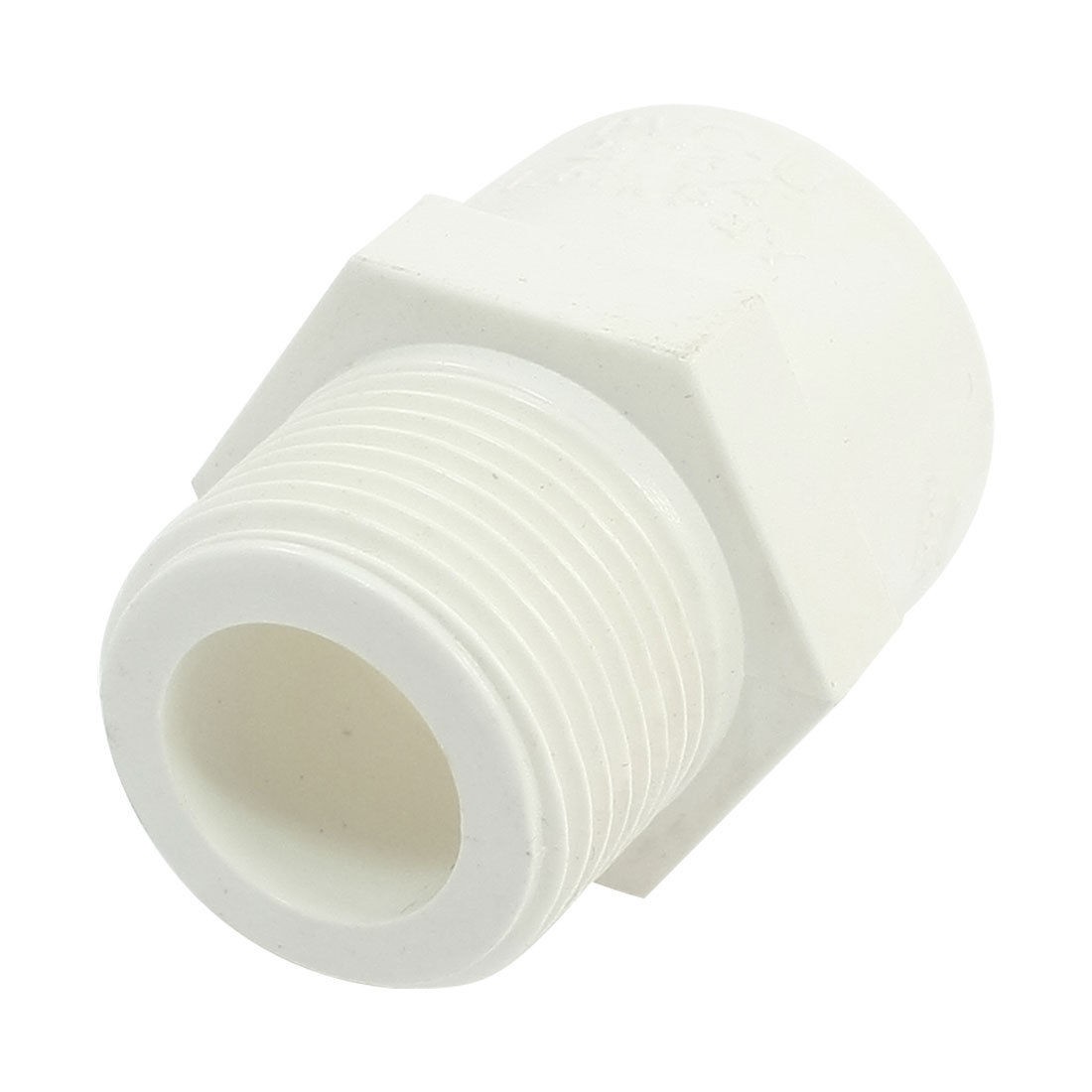 3/4" PT Male Threaded 25mm Slip PVC Pipe Straight Connecter Coupler White