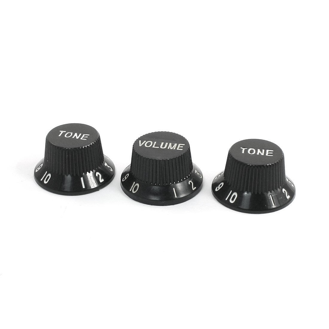 Black Round Guitar Voice Adjustable Rotary Volume Knobs 0-10dB 3 Pcs