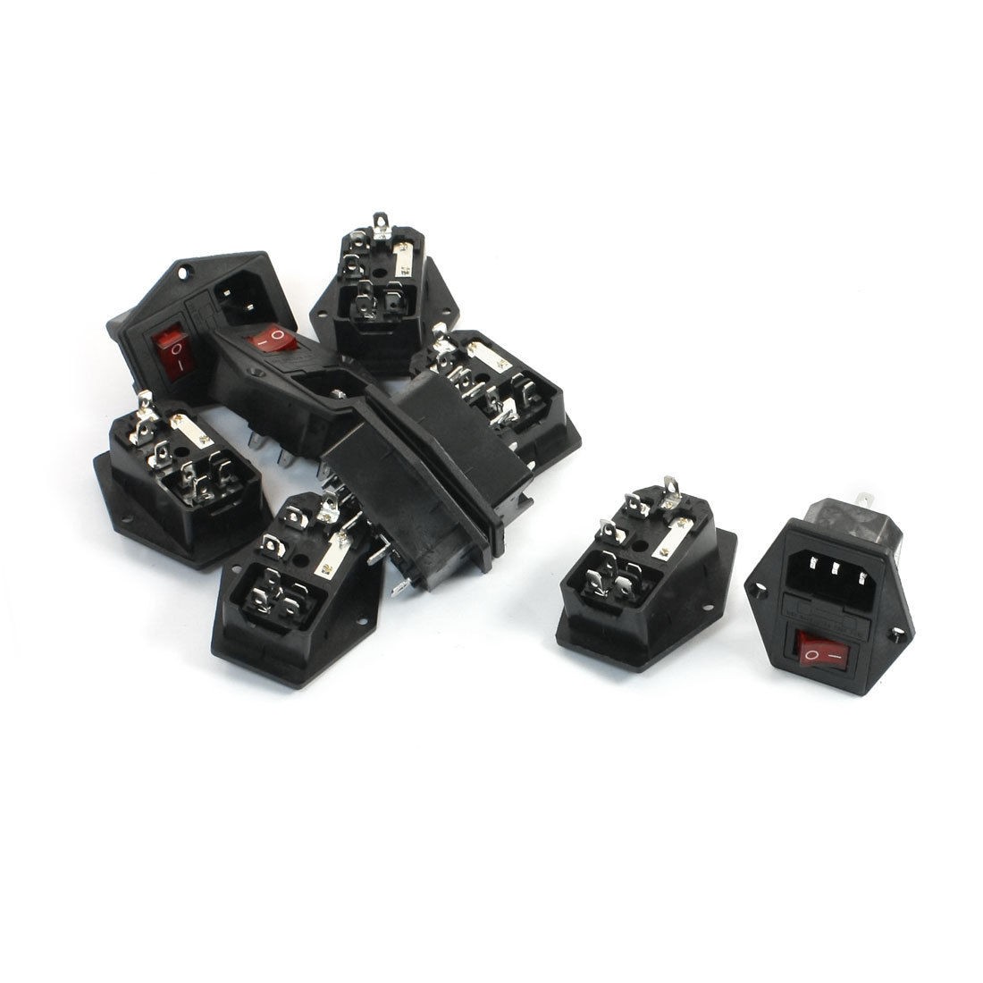 10x Red Pilot Lamp 4Pin Rocker Switch Fuse Holder IEC320 C14 Inlet Power Socket
