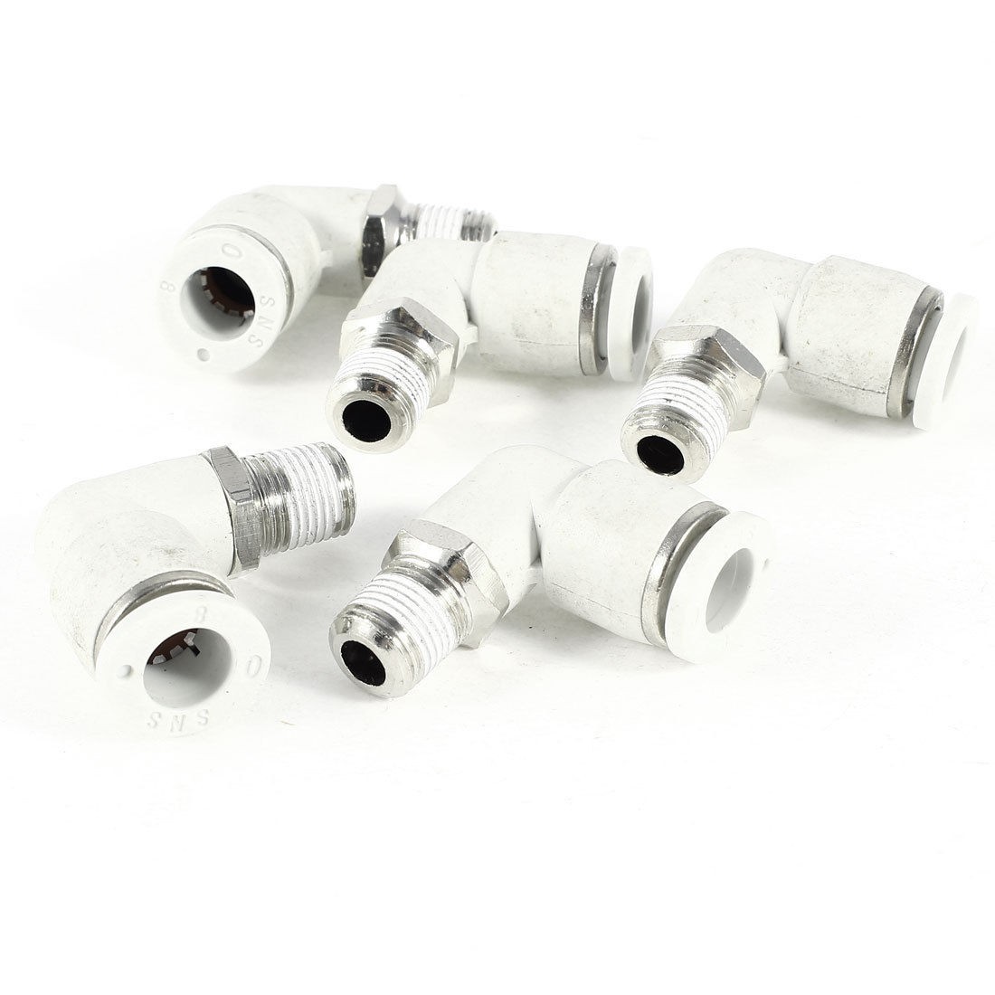 5 Pcs Pneumatic 8mm to 10mm Male Thread 90 Degree Elbow Quick Fittings