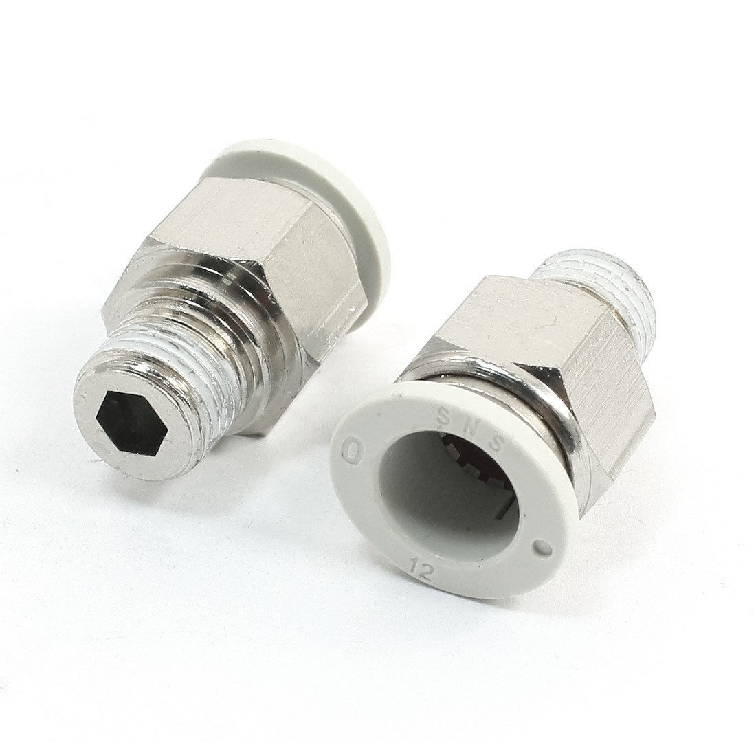 2 Pcs 12mm Pneumatic Air Compressor Tube to 1/4"PT Quick Coupling Fittings