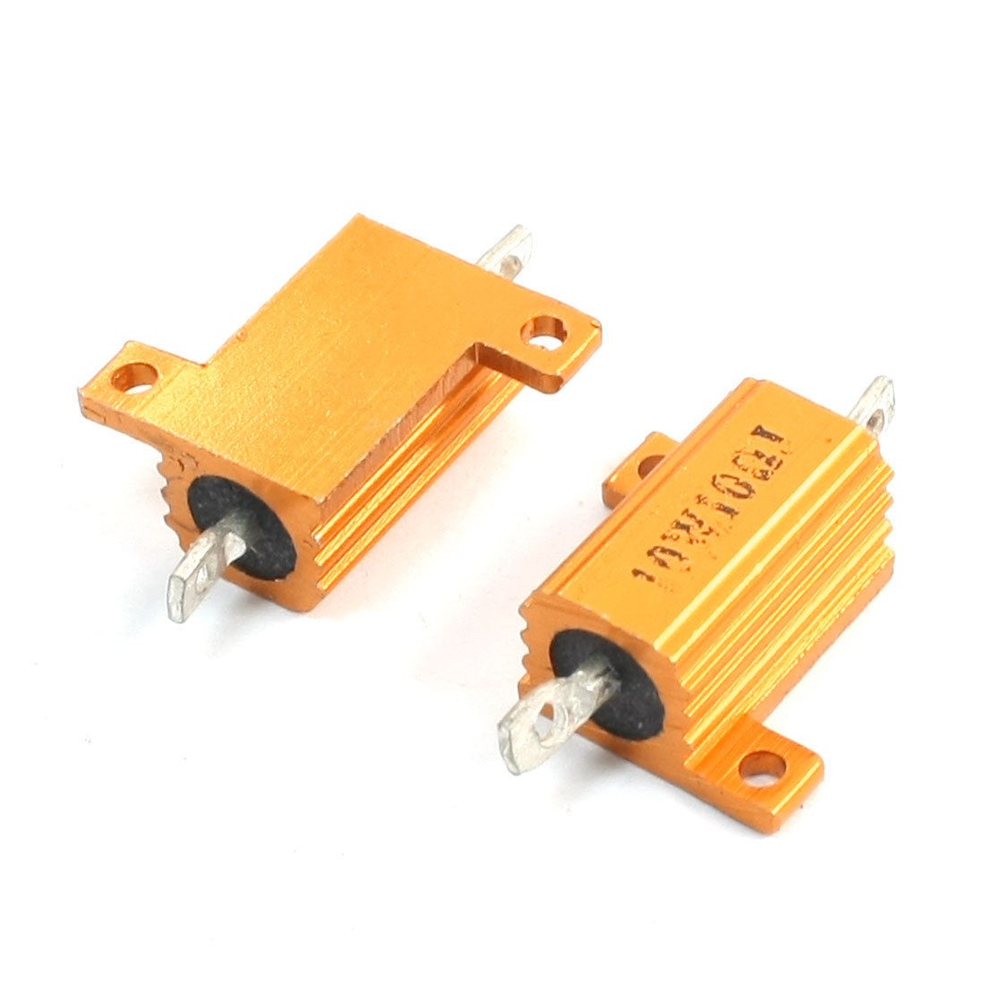 10W 10 Ohm Yellow Aluminium Housed Clad Wirewound Resistor 2 Pcs