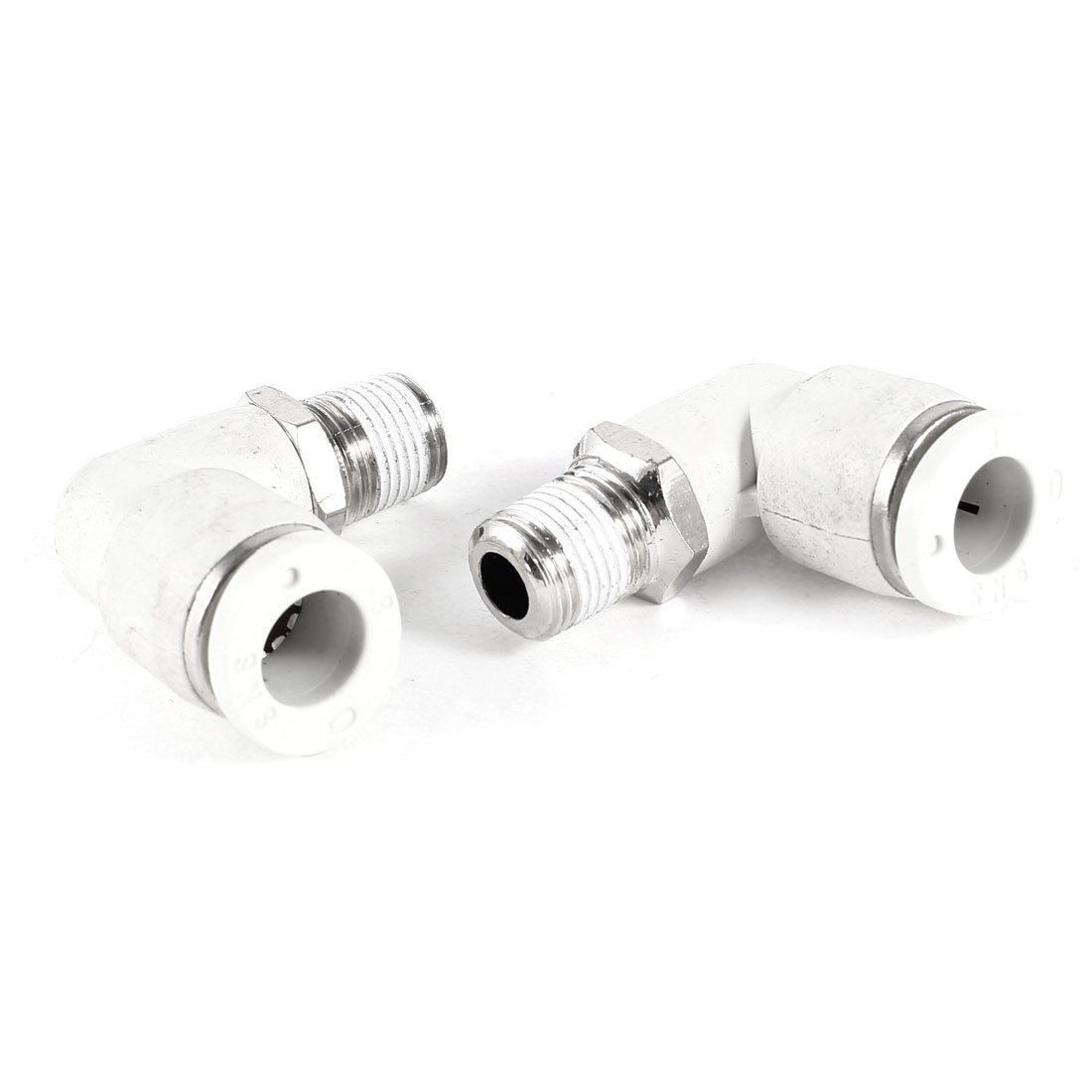 2 Pcs Pneumatic Connectors 8mm to 10mm Male Thread 90 Degree Quick Fittings