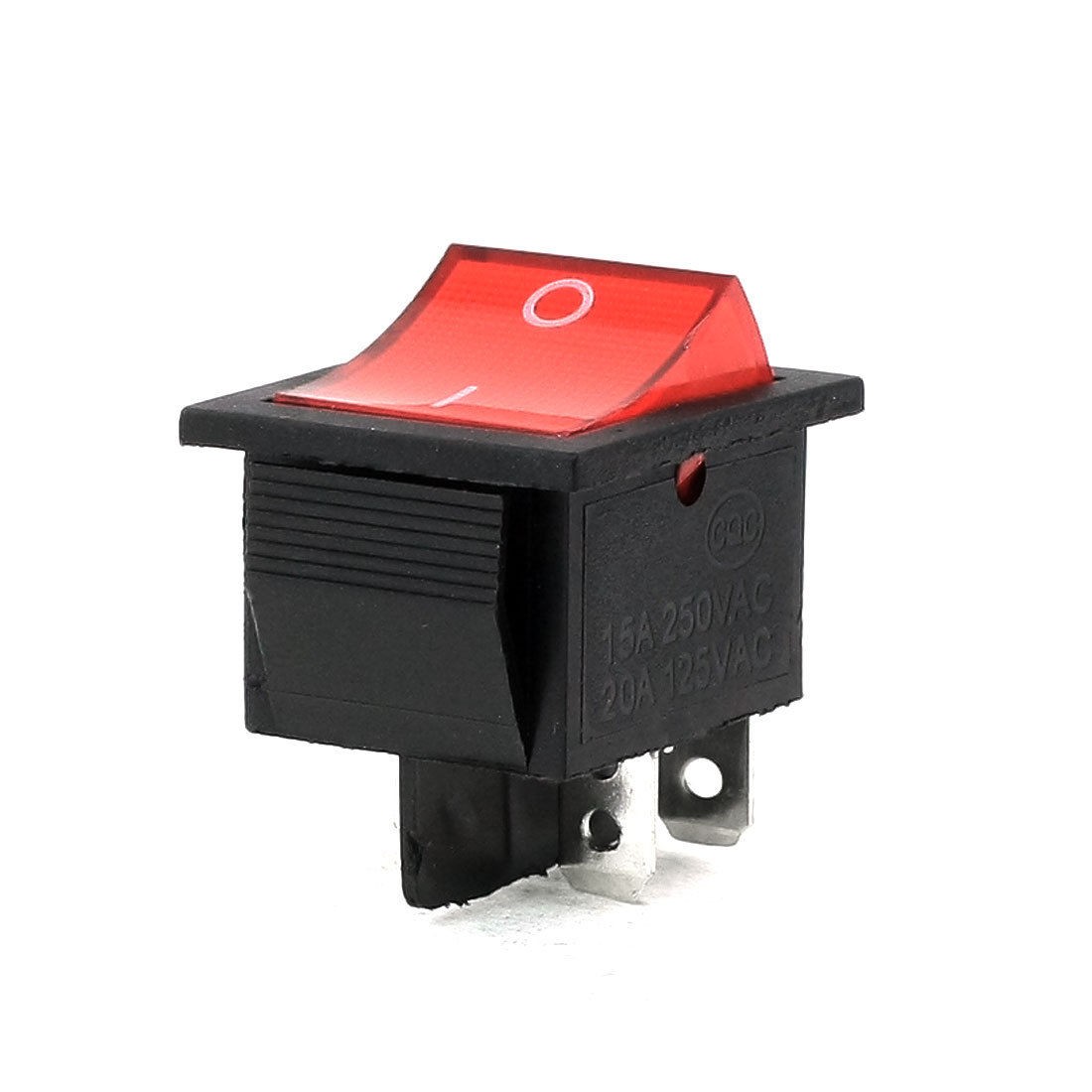 AC 250V/15A 125V/20A 4 Pins DPDT I/O Red Light Snap in Boat Rocker Switch