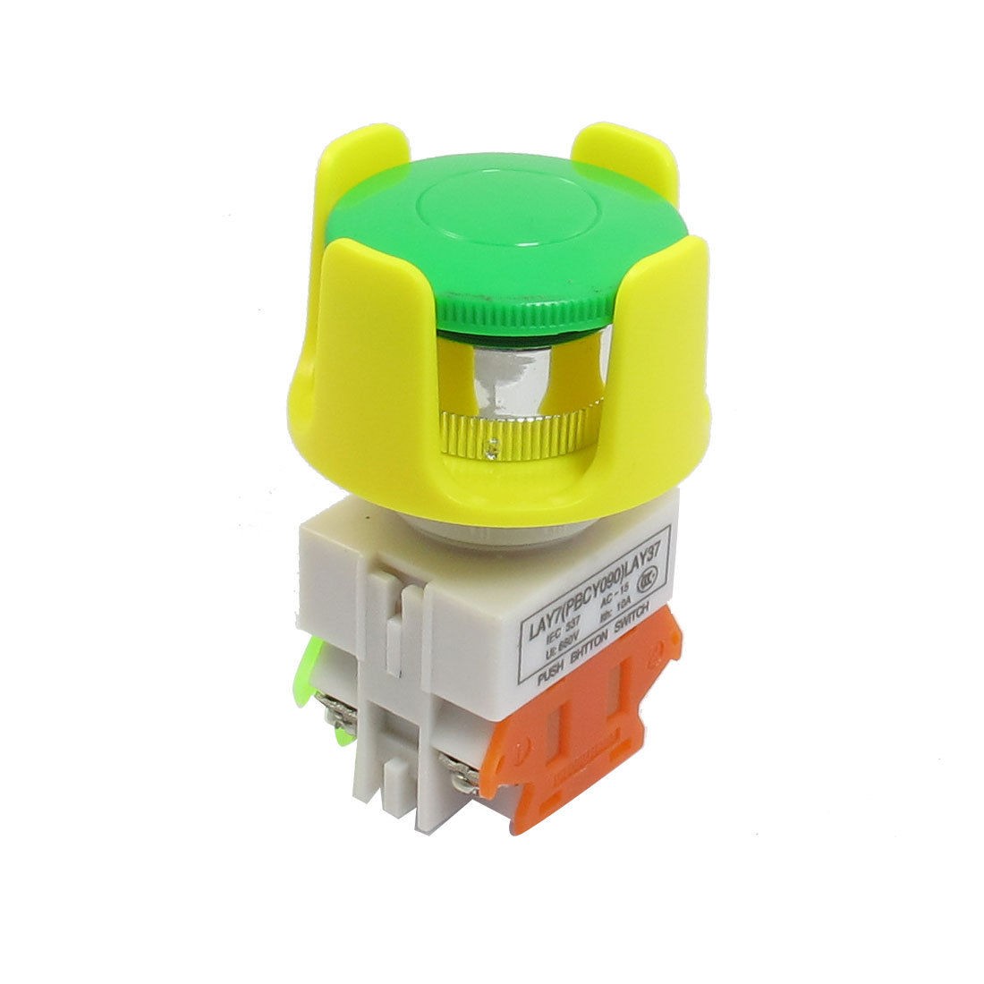 AC 660V 10A Non Latching Momentary NO/NC Green Mushroom Push Button Switch