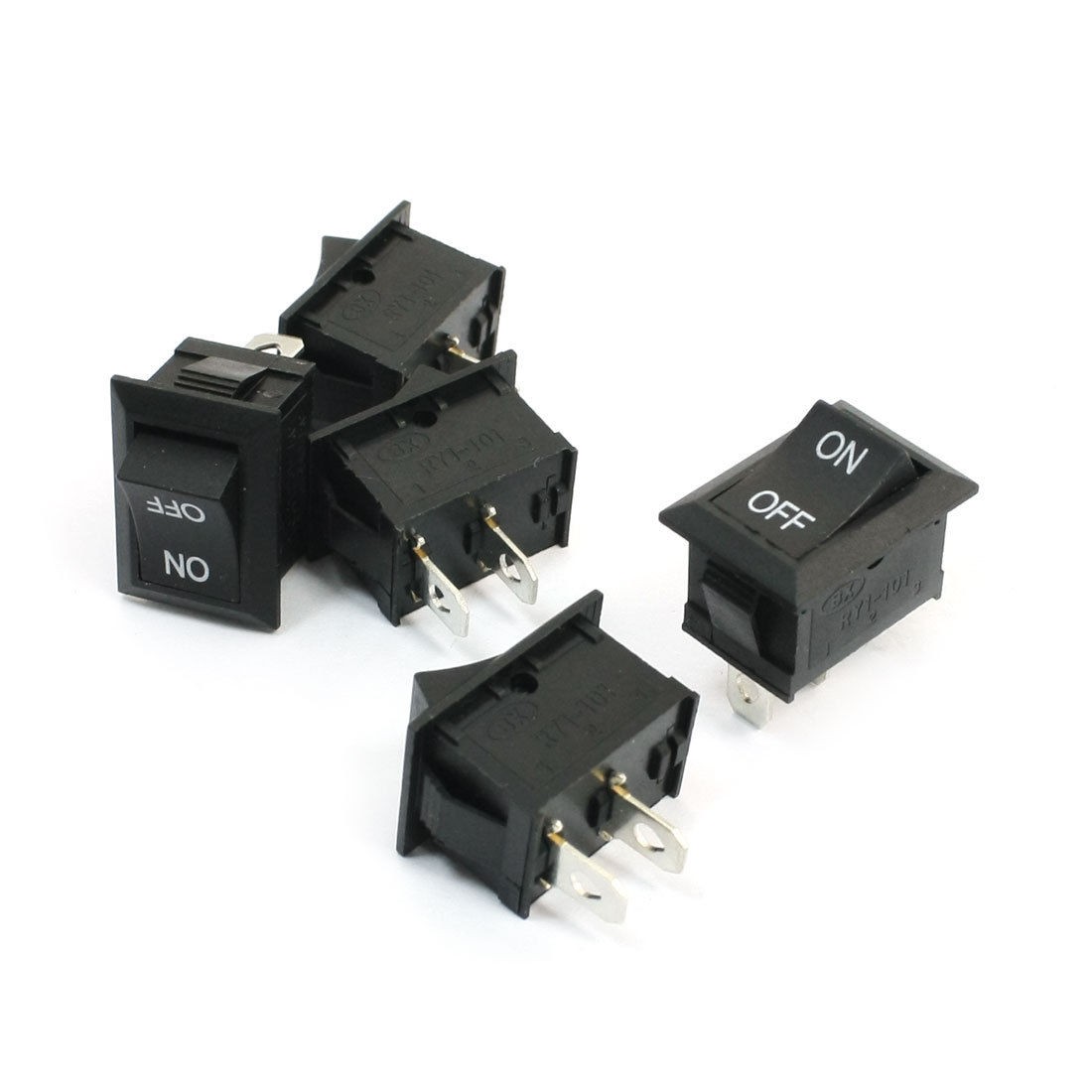 6A 250VAC 10A 125VAC SPST I/O ON/OFF 2 Position Rocker Switch 5pcs