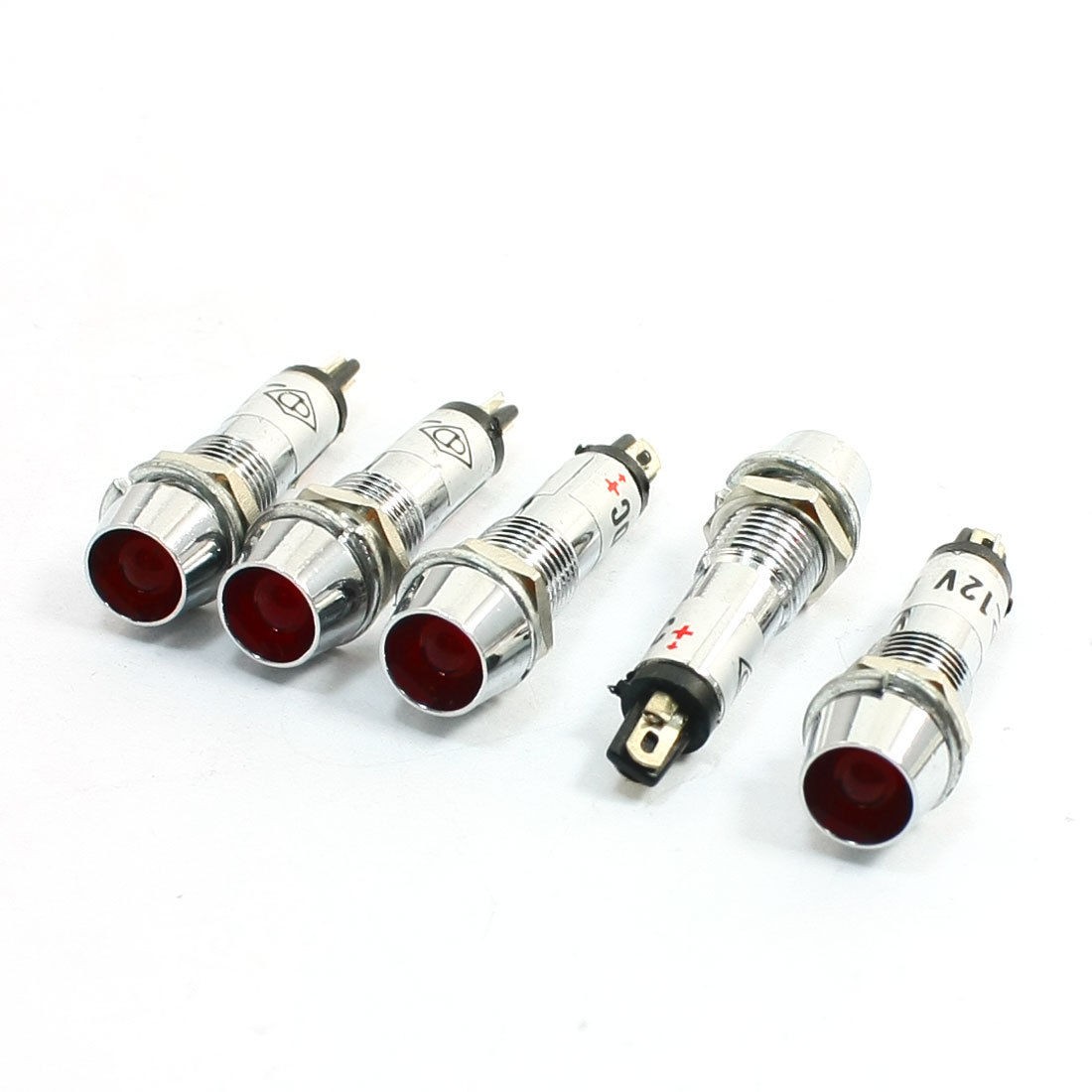 DC 12V PT1/16 Thread Red Pilot Lamps Indicator Signal Light 5Pcs