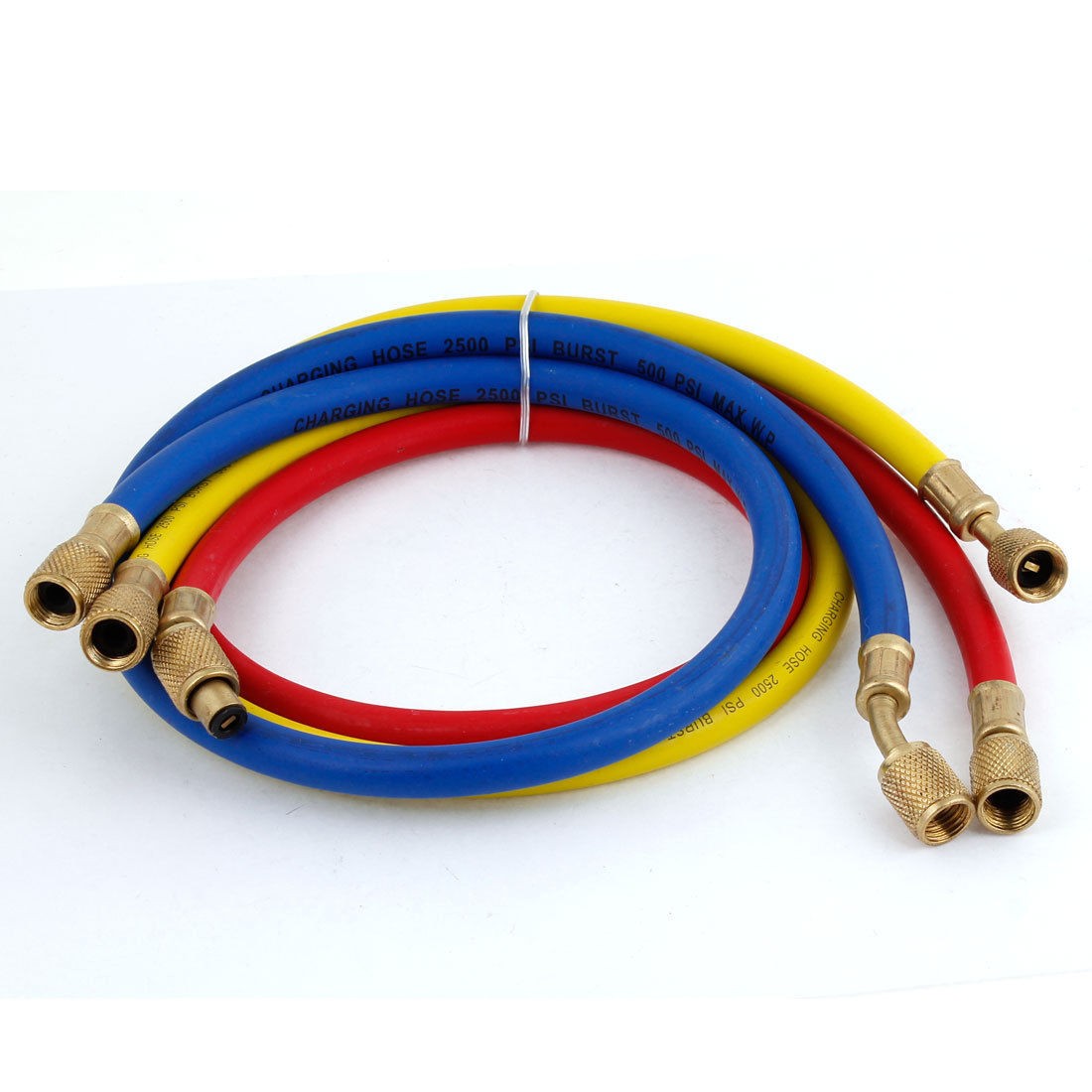90cm Long Brass Thread Connector Both End Refrigeration Charging Hose 3 Pcs