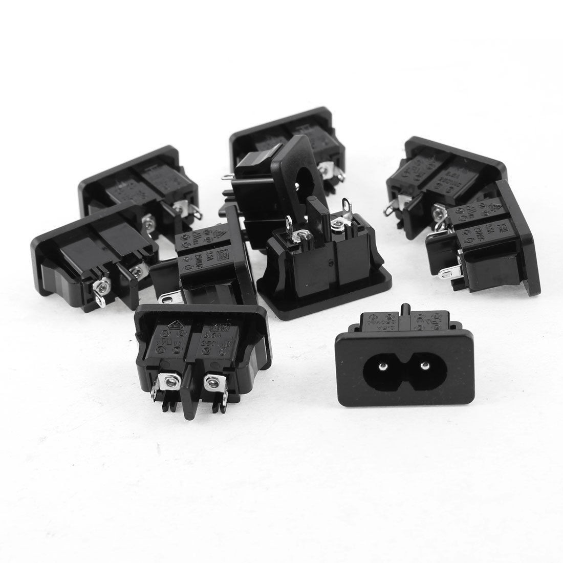 10 Pcs Panel Mount Male Plug IEC320 C8 AC Power Socket AC 250V 2.5A