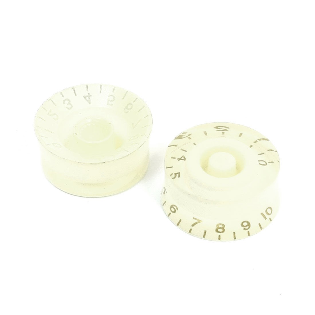 2 Pcs White Clear Plastic Insulating Guitar Voice Rotary Knob 0-10dB