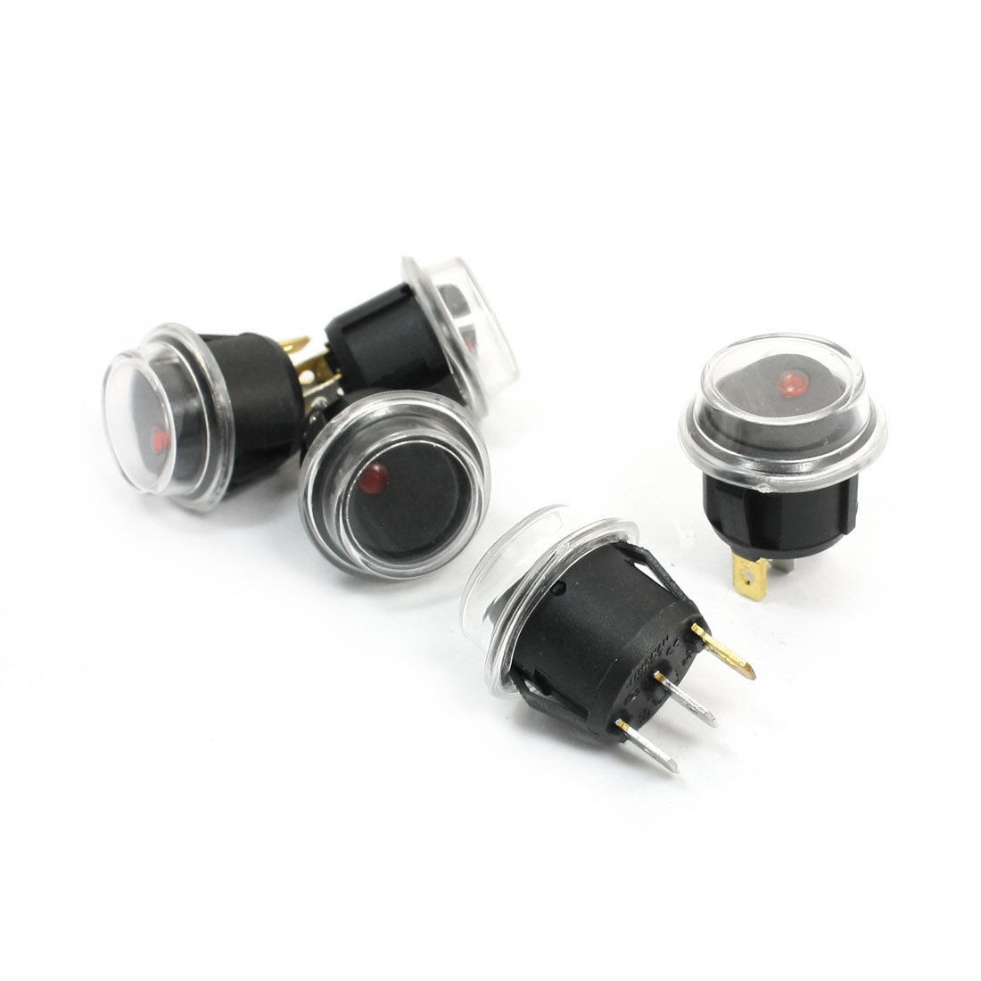 5Pcs Red LED Lamp SPST 3Pin Soldering Waterproof Rocker Switches AC 250V 125V