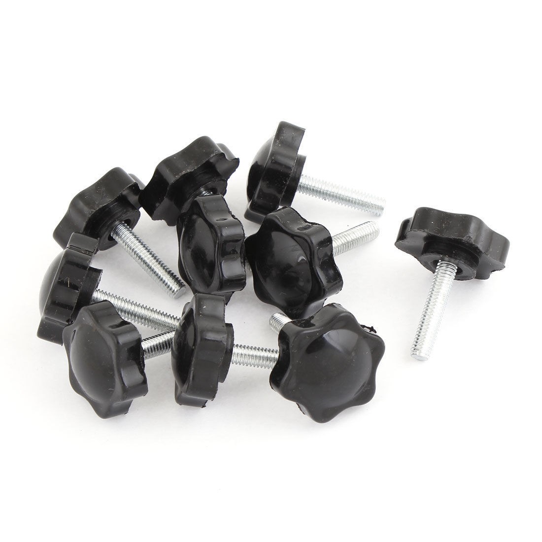 M6 x 25mm Male Thread 32mm Star Head Dia Screw On Type Clamping Knob 10x