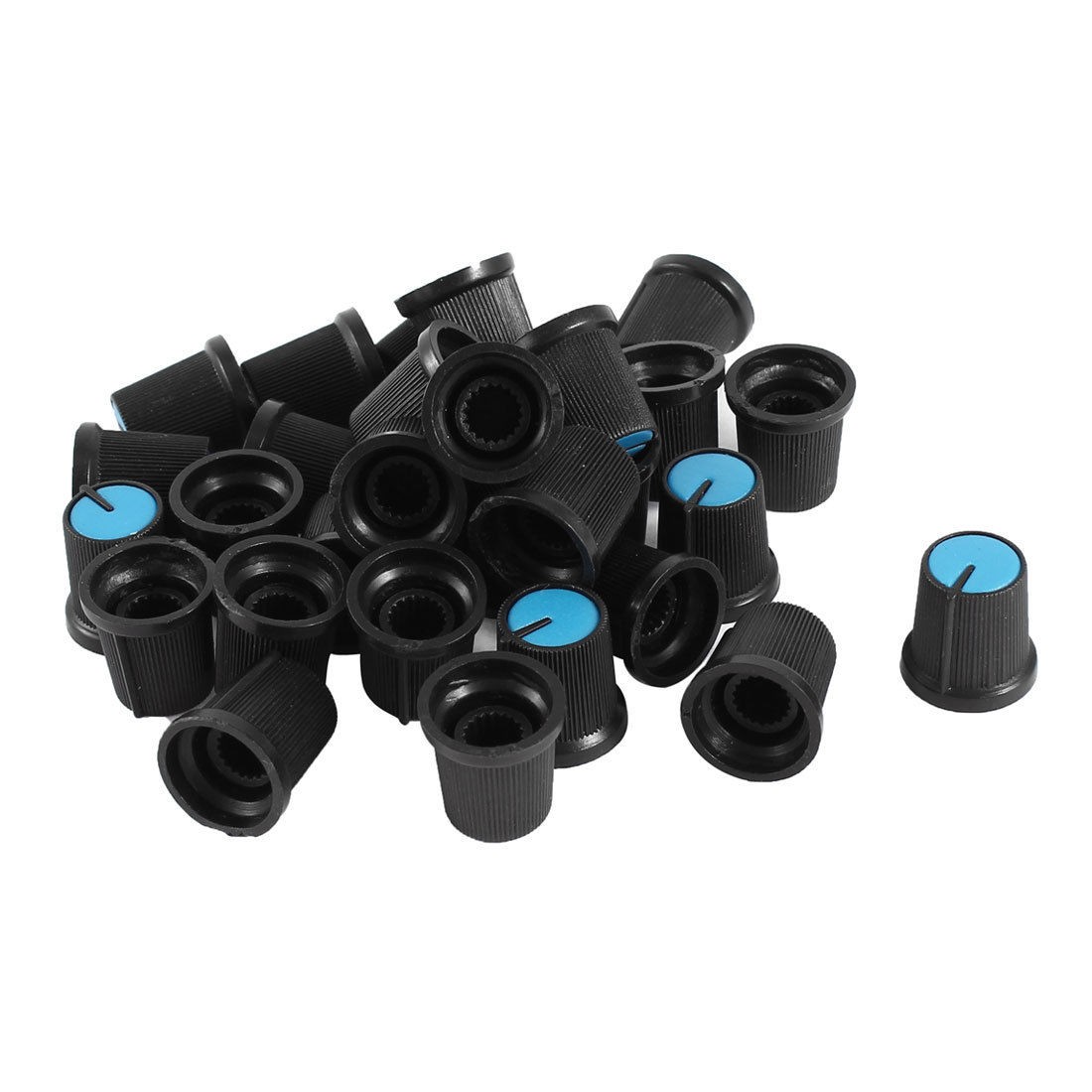 30 Pcs Blue Plastic 6mm Shaft Dia. Potentiometer Rotary Control Knobs