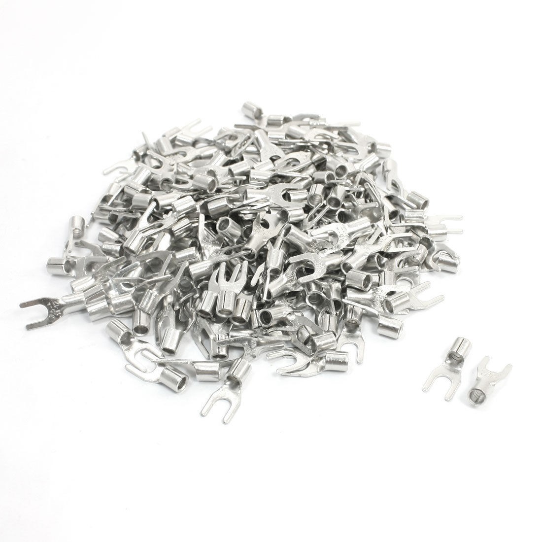 200PCS Uninsulated Furcate Fork Terminals Cable Lug AWG 14-12 SNB3.5-4