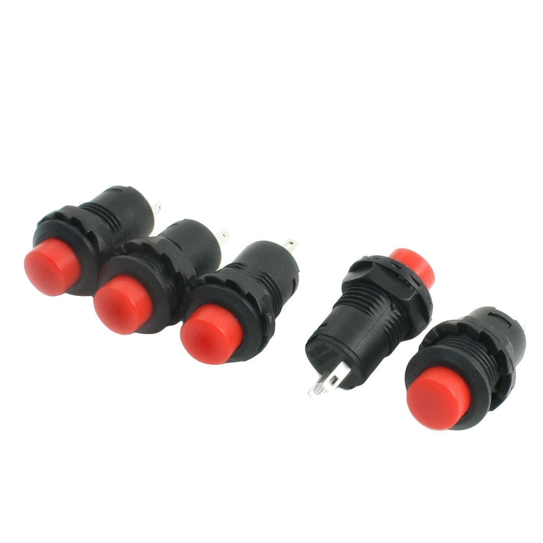 5pcs Red Round SPST Momentary Push Button Switch AC125V 3A AC250V 1.5A