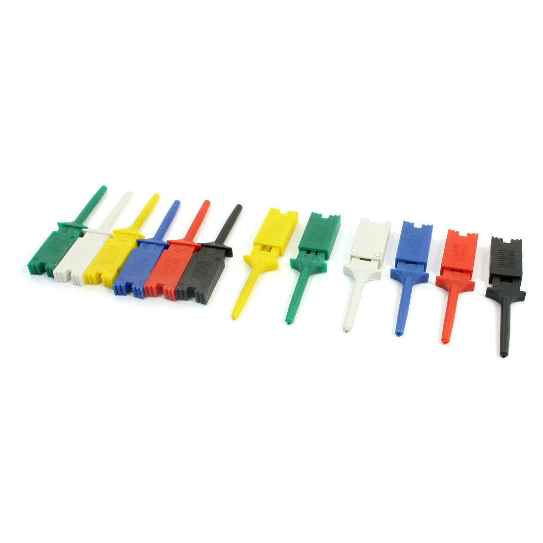12Pcs PCB SMD IC Mini Colored Plastic Flat Test Hook Clip Grabber Probe Jumper