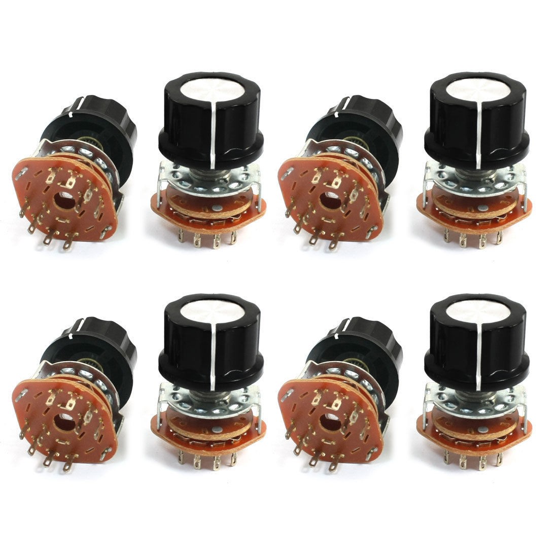 8Pcs 6mm Knurled Shaft 10Pin Rotary Switch Potentiometer 2-Pole 4-Position 2P4T