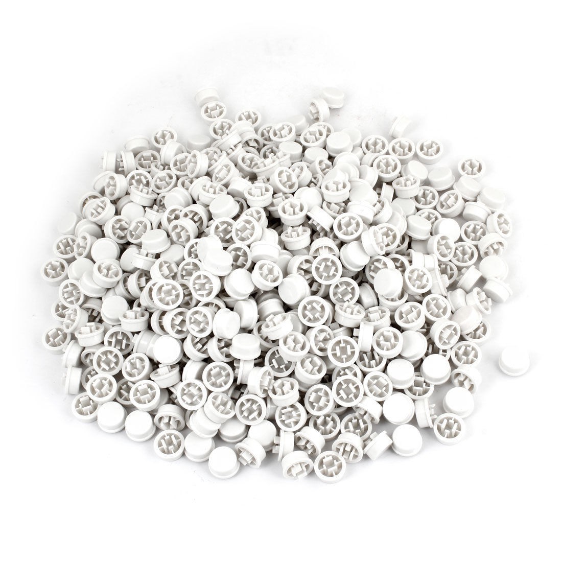 1000 PCS White Plastic Round Tactile Push Switch Keycaps Key Caps