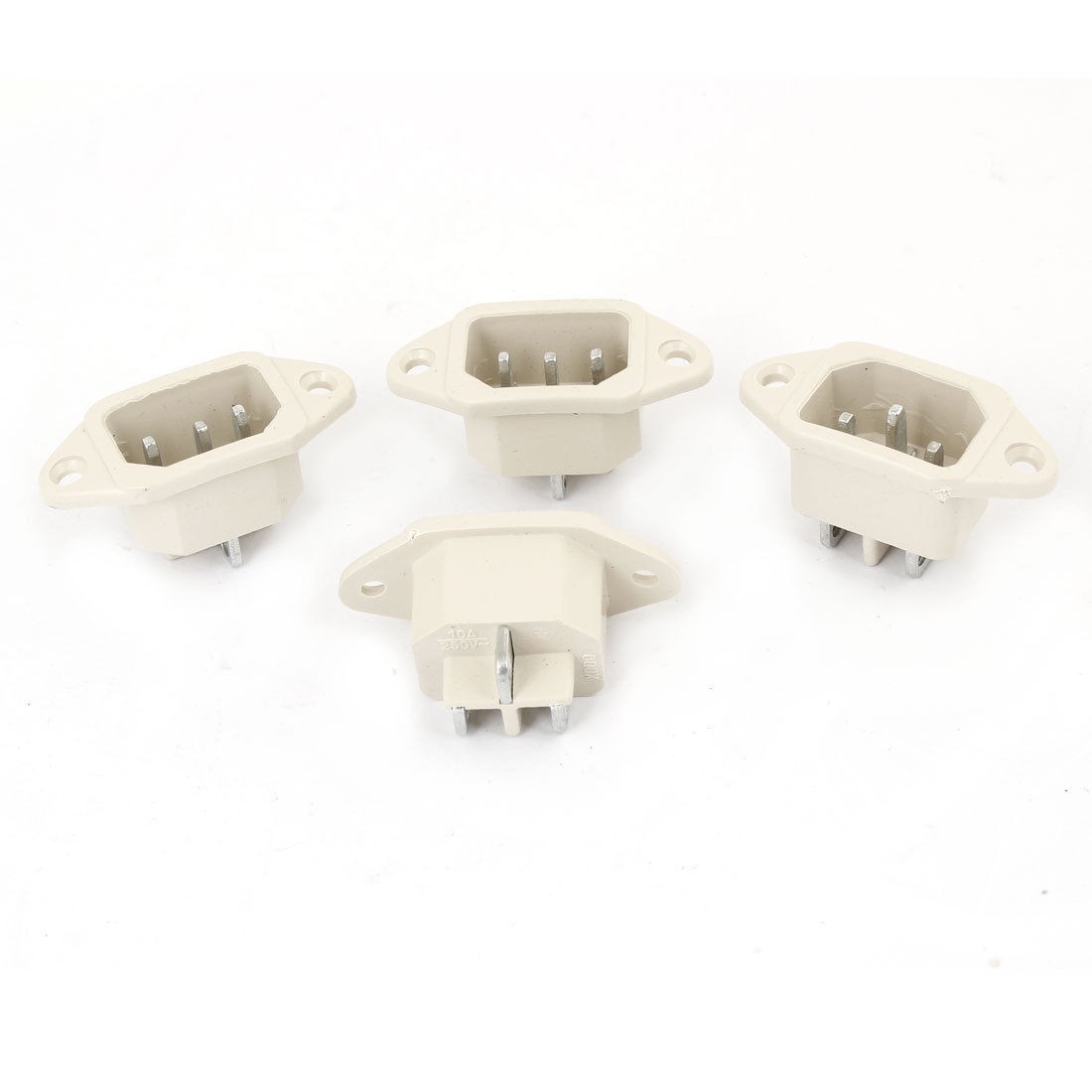 AC 250V 10A IEC 320 C14 Male Plug 3P Screwing Type Power Socket White 4 Pcs