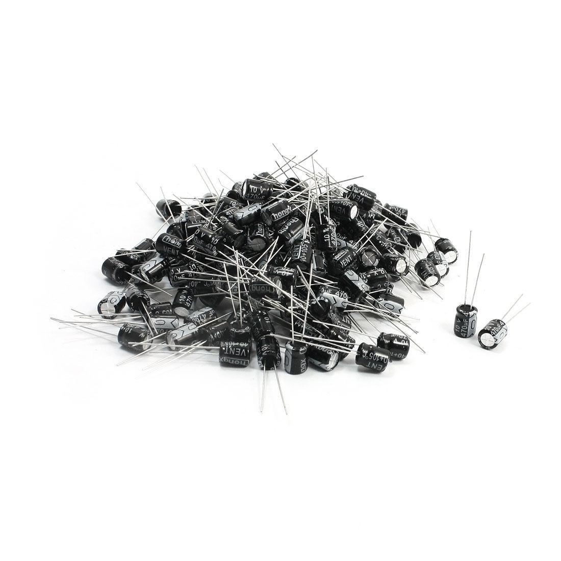 150 Pcs 6 x 8mm Radial Lead Soldering Electrolytic Capacitor 10V 470uF
