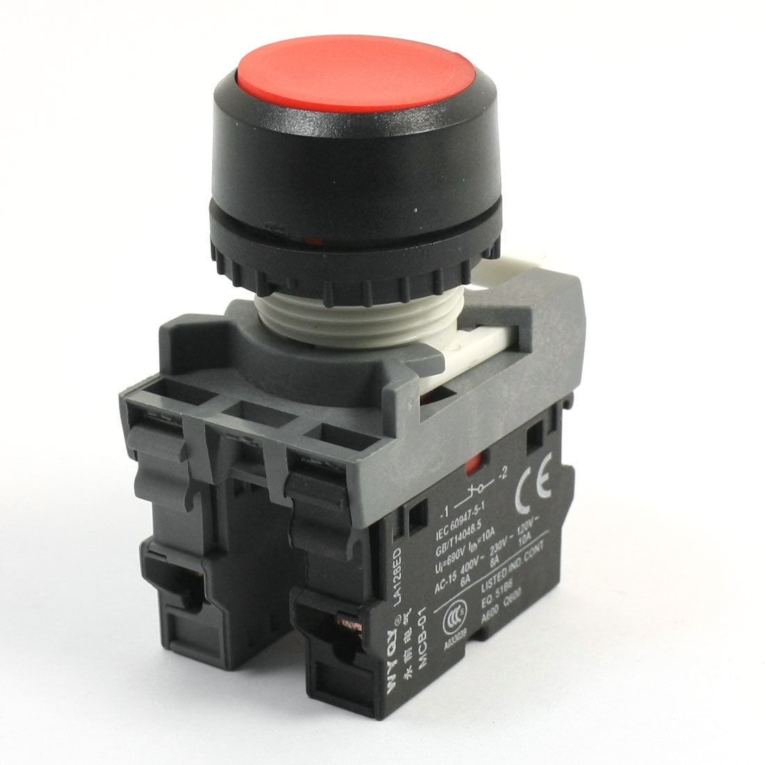 690V 10A NC NO DPST Momentary Red Round Head Pushbutton Press Switch