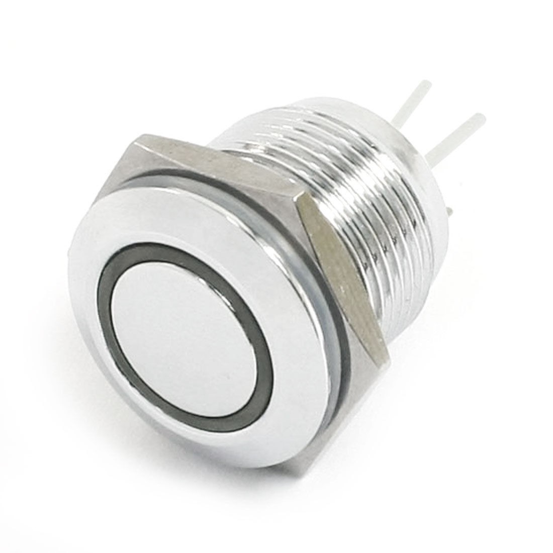 24V 3A 16mm Thread Green LED Angle Eye SPST Momentary Flat Push Botton Switch