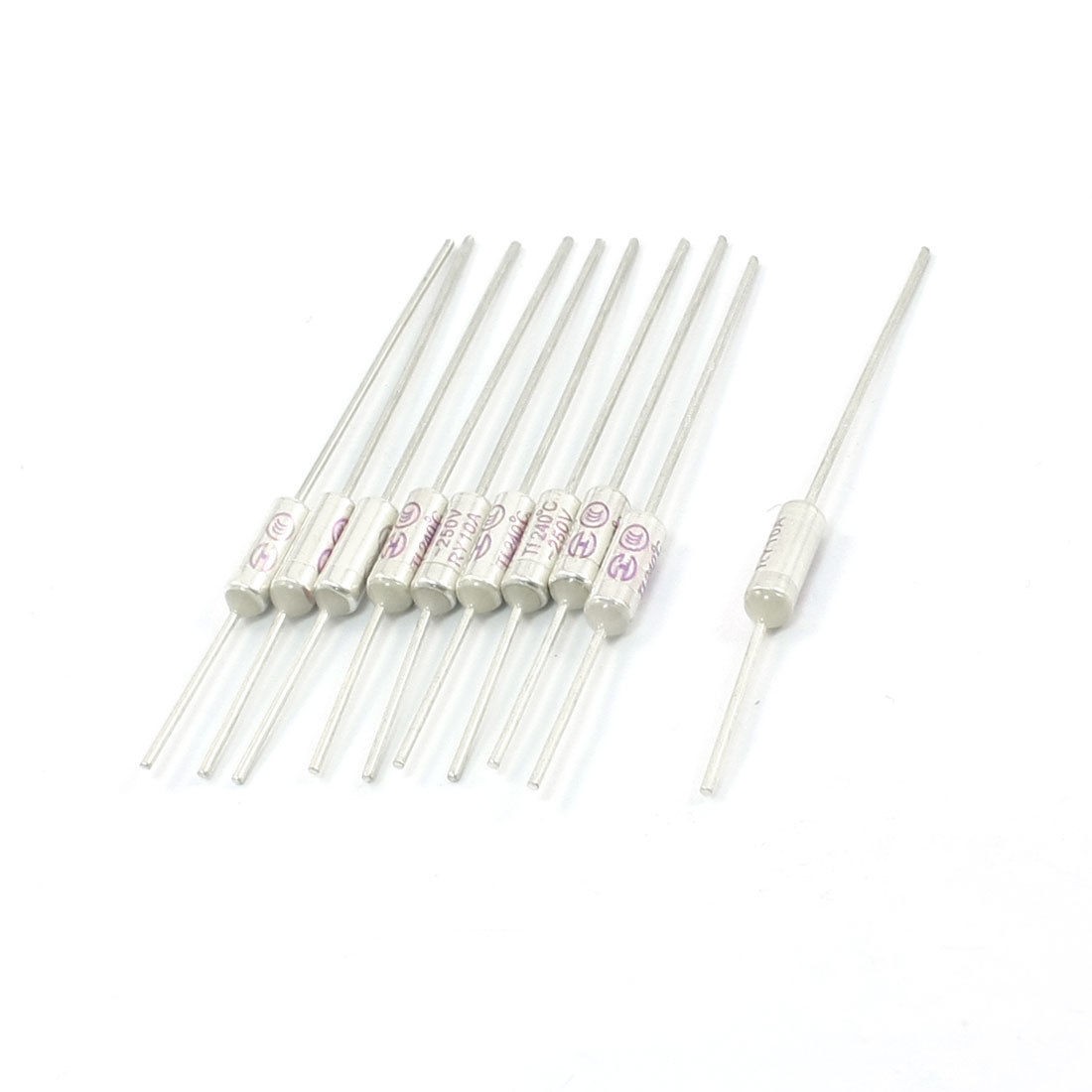 10Pcs 250V 10A 240C Celsius Circuit Cut Off Temperature Thermal Fuse