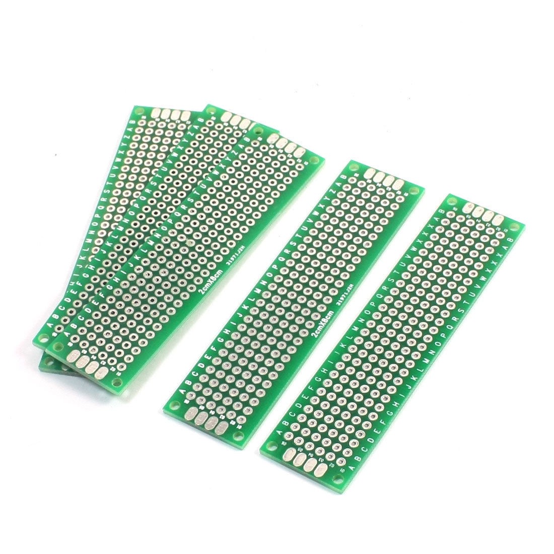 5pcs Green 2.54mm Hole Pitch 8x2cm Double-Sided Glass Fiber PCB Board