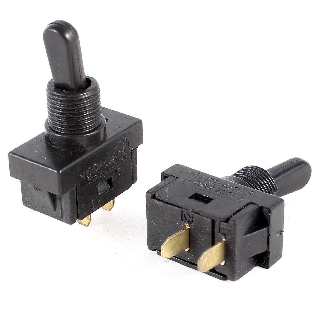 2 Pcs AC 5A/250V 10A/125V 2 Terminal SPST NO on/off Toggle Switch Black