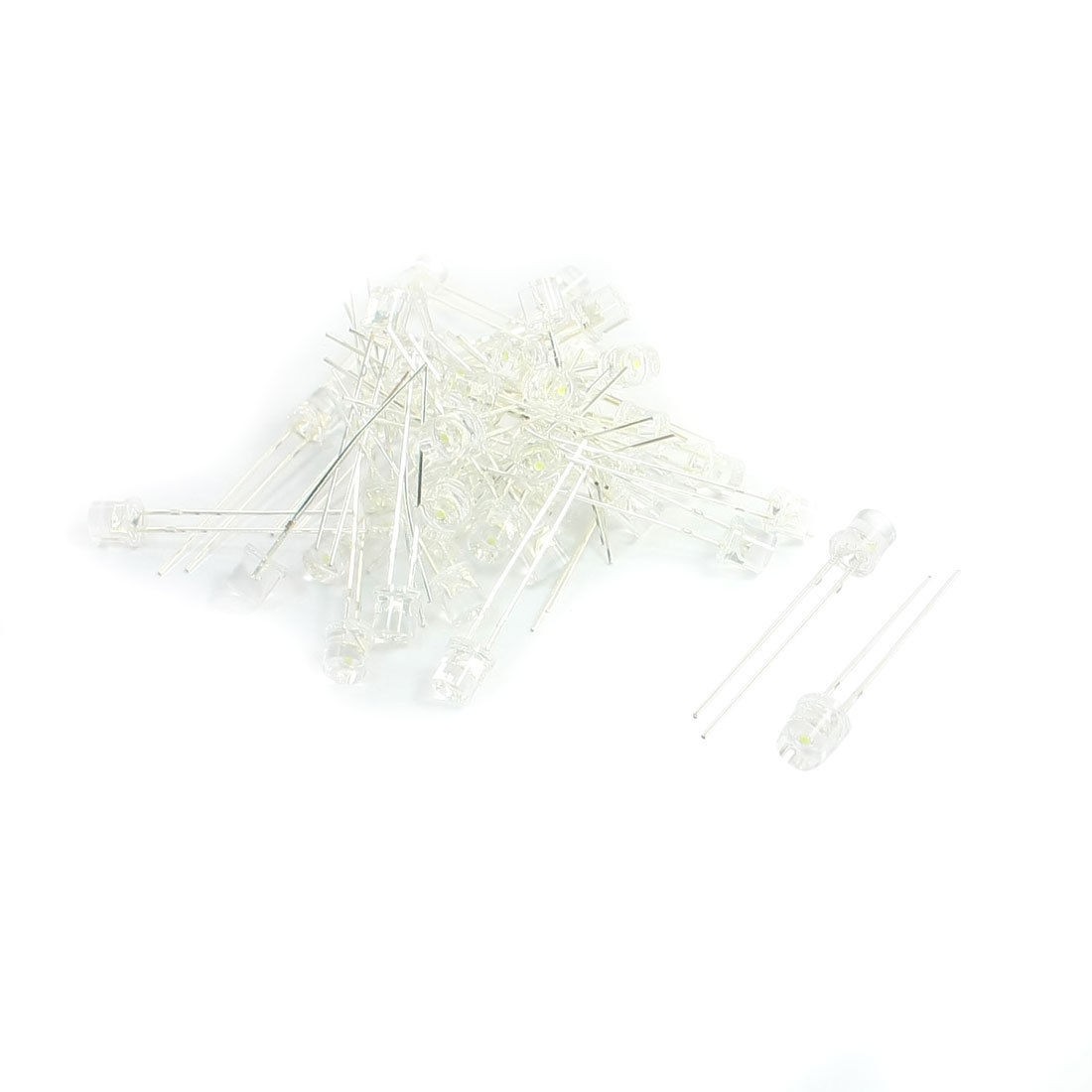 50Pcs 5 x 5mm 2Pin Soldering Round Head White LED Light Diodes DC3V 500mA